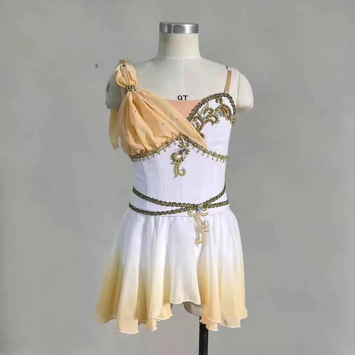 Orange and yellow gradient small love God Cupid ballet variation competition costume chiffon dress professional custom