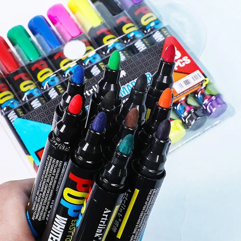 8/12 Colors Whiteboard Markers Erasable Refillable Whiteboard Marker Set Doodle Board Chalk Marker Pen