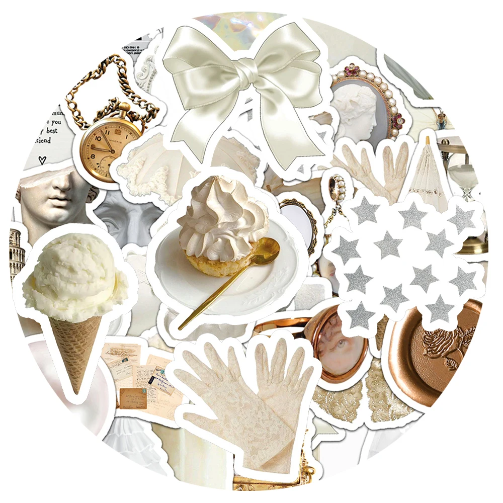 

10/30/50pcs Kawaii INS White Style Aesthetic Stickers Cute Girl Decoration Decals DIY Suitcase Phone Laptop Graffiti Sticker Toy