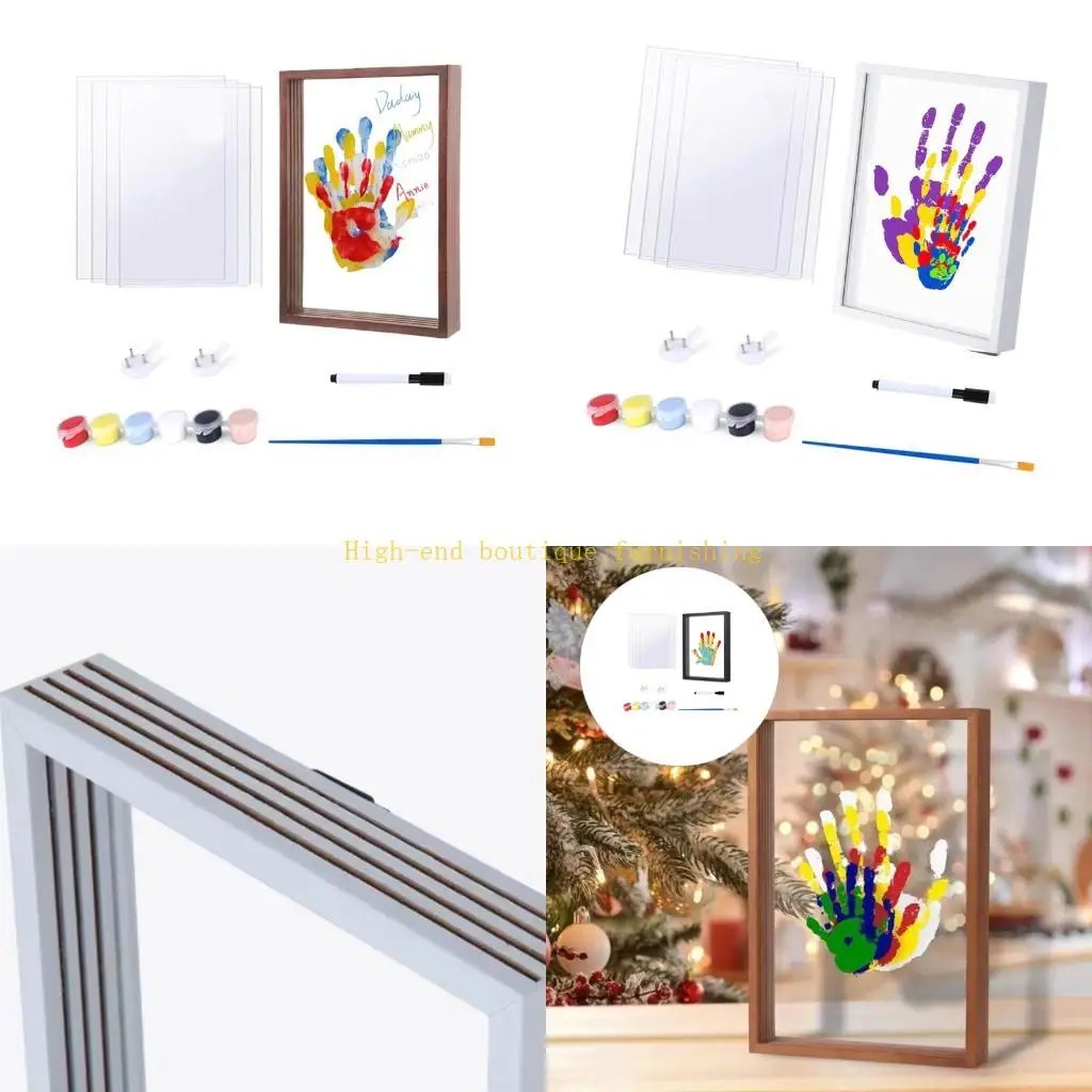 L9NB DIY Baby Handprint Footprint Set Frame For Home Decors Nontoxic Paints