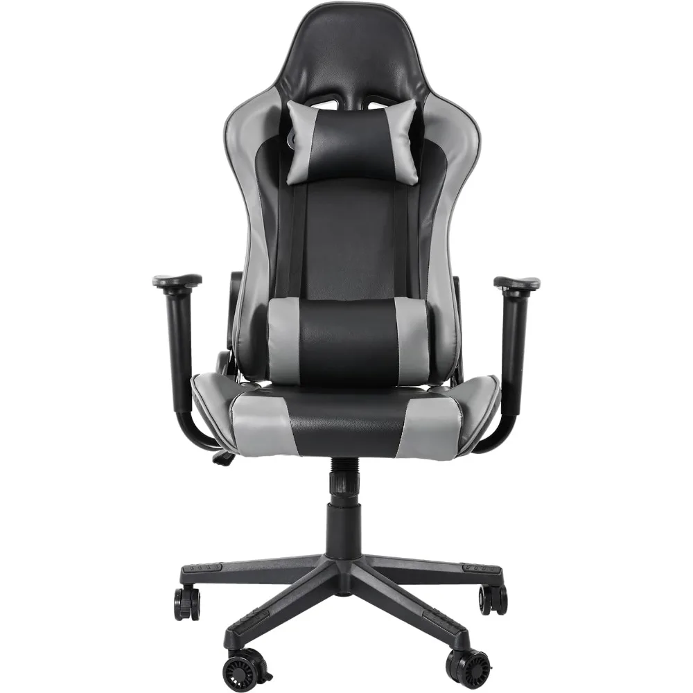 

Flight and Racing Simulator Game Chair with Backrest Black Grey Premium Recliner