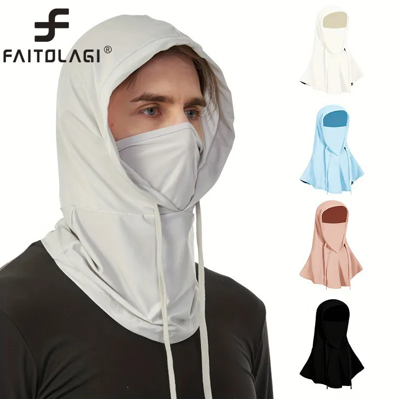 Summer Breathable Ice Silk Mask Cap Men Women Outdoor Cycling Sunshade Hat UV Protection Face Cover Sunhat