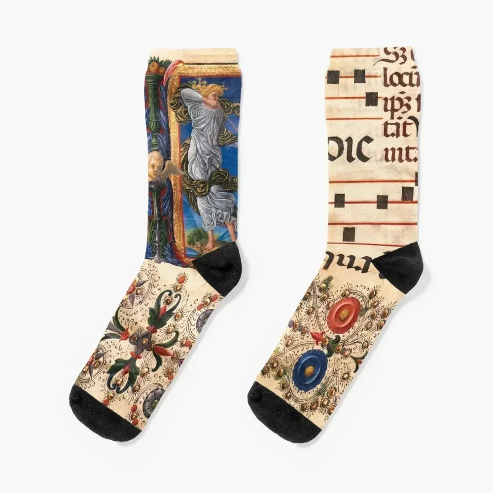 

Beautiful Angel from a Medieval Manuscript Socks loose soccer anti-slip Thermal man winter shoes Boy Child Socks Women's