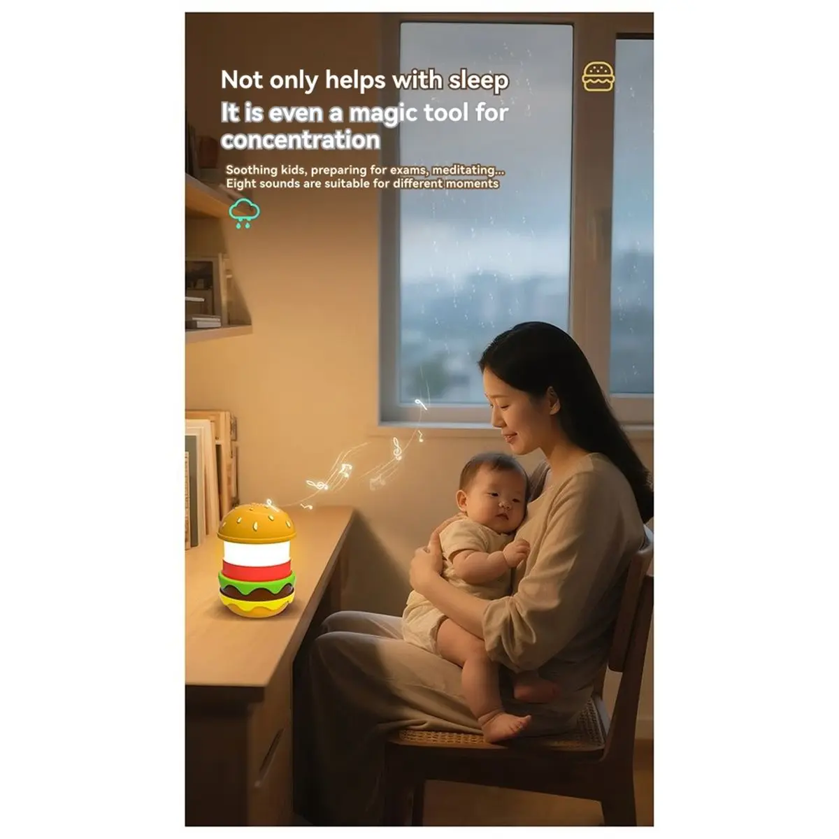 AA19 Hamburg LED Night Light Rechargeable Speaker Bedside Lamp Multi-Sound Sleep-Inducing Night Light for Children