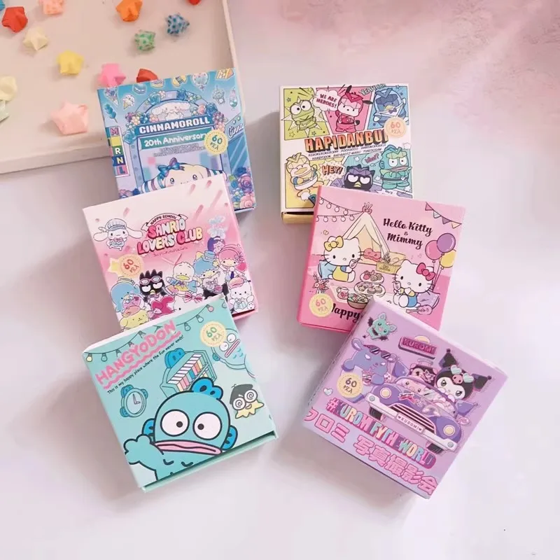 Kawai – petits autocollants Sanrio en boîte, Kuromi cannelle mélodie, décoration artisanale pour enfants, autocollants pour réfrigérateur, cadeaux, DIY bricolage