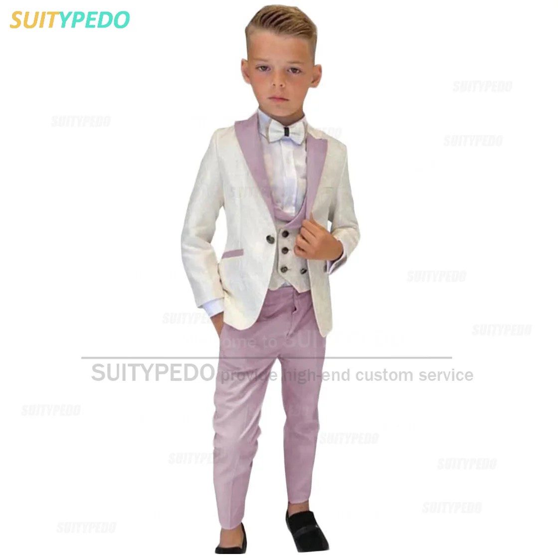 Burgundy Boys Suit Set Children Birthday Prom Tuxedo School Activity Host Formal Tuxedo Tailor-made Blazer Vest Pants 3 Pieces