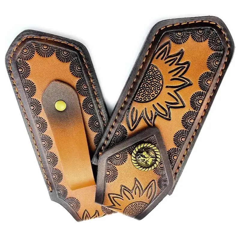 

With Brass Buckle Genuine Cowhide Cow Leather Fold Knife Sheath Swiss Army Knives Scabbard Cover Pouch Holders 150mm Full Length