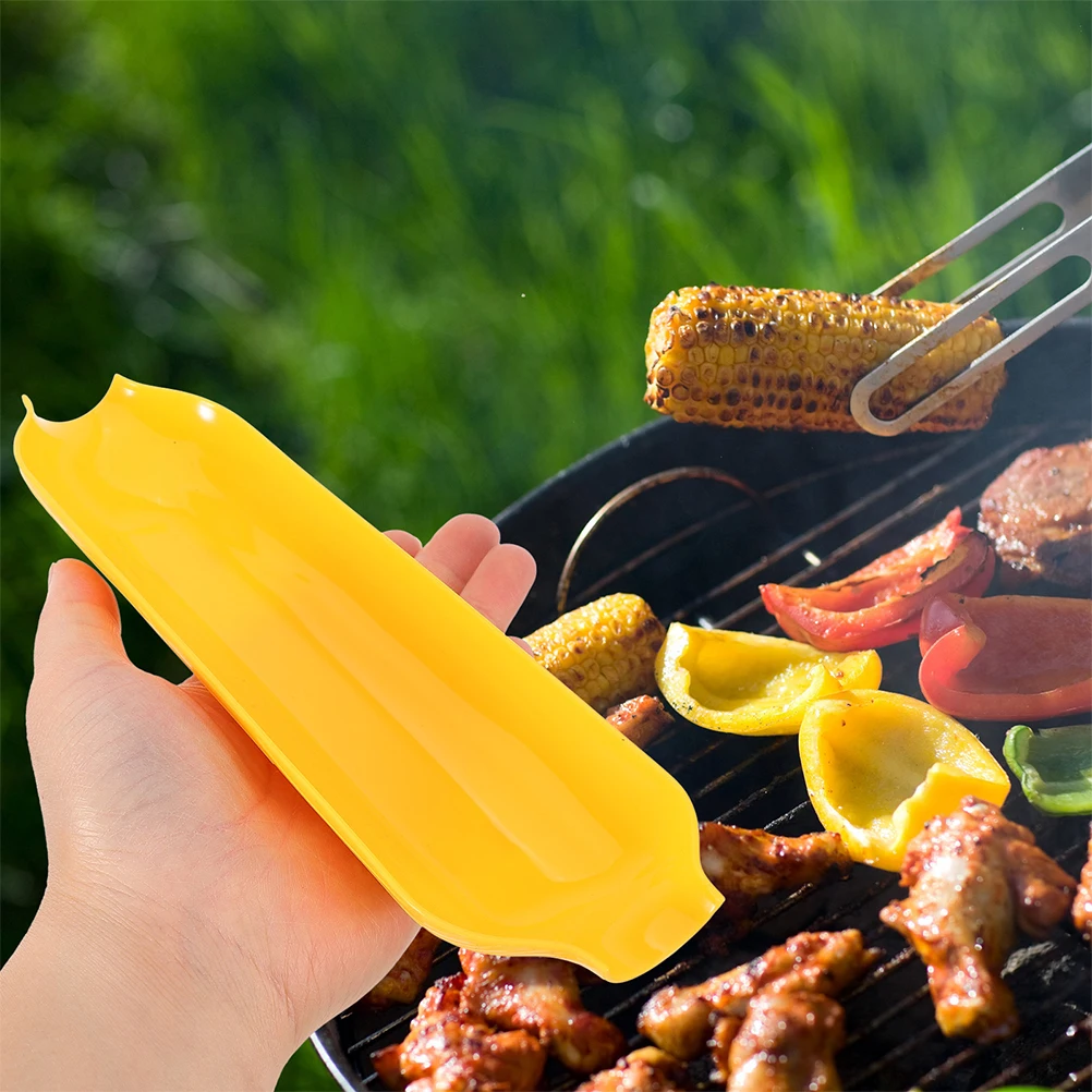 

8pcs Corn Grilling Tools Plastic Stackable BBQ Tray Cob Holders Food Divider Plate Party Trays Serving Platter Kitchen