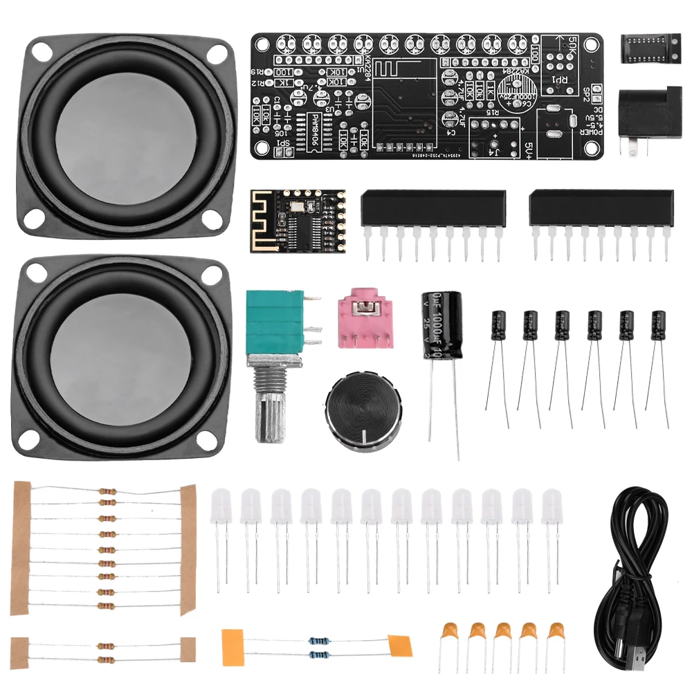 DC 5V Transparent Shell Bluetooth Speaker Diy Welding Teaching Practice Loose Parts Diy Desktop Speaker with 2 5W Horn