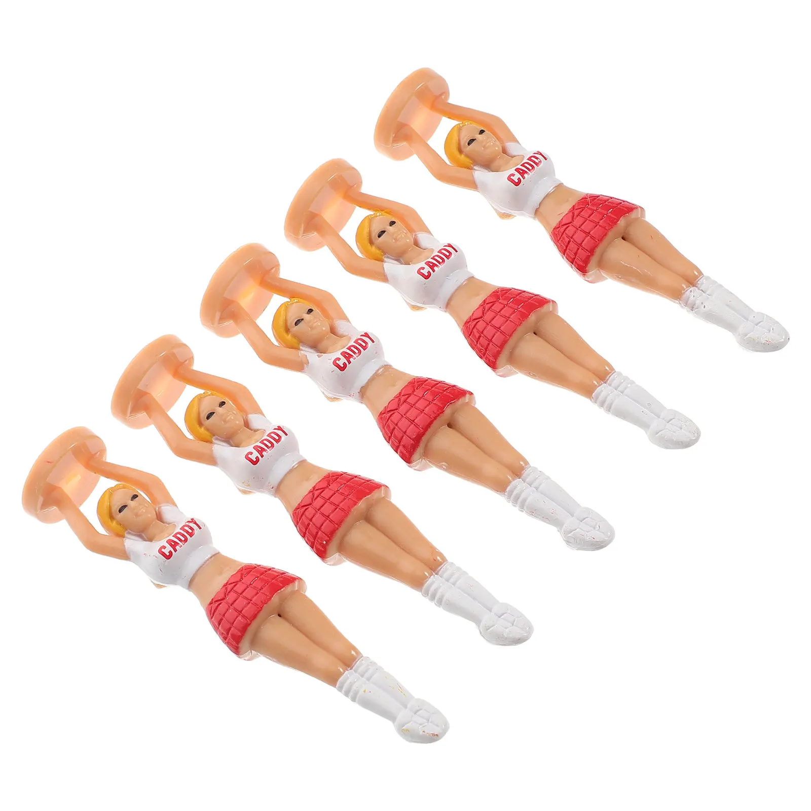 5Pcs Golf Tees Plastic Cheerleader Design Unbreakable Easy Insertion Short Golf Tees Outdoor Accessories Training