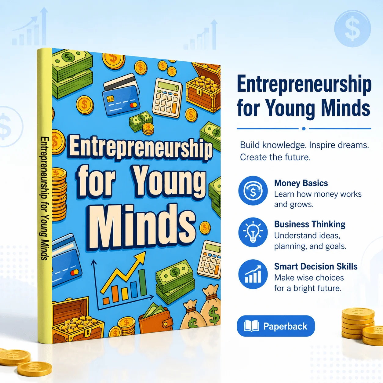 Entrepreneurship for Young Minds Book, Financial Literacy and Entrepreneurship Guide for Kids