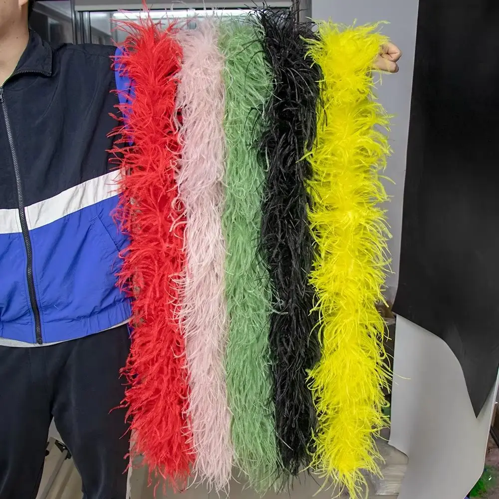 

2Meter Natural Ostrich Feather Boa 3/6/10/15/20 Ply Ostrich Plumes for Crafts Wedding Dress Party Scarf Decoration Accessory