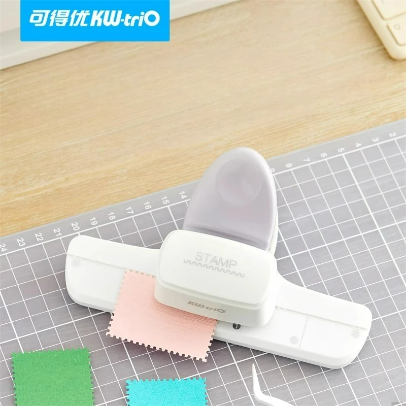KW-TRIO Stamp Pattern Edge Crimping Hole Puncher White Series Paper Stamp Flower Chip Collection Box 3D Plastic Base Pad