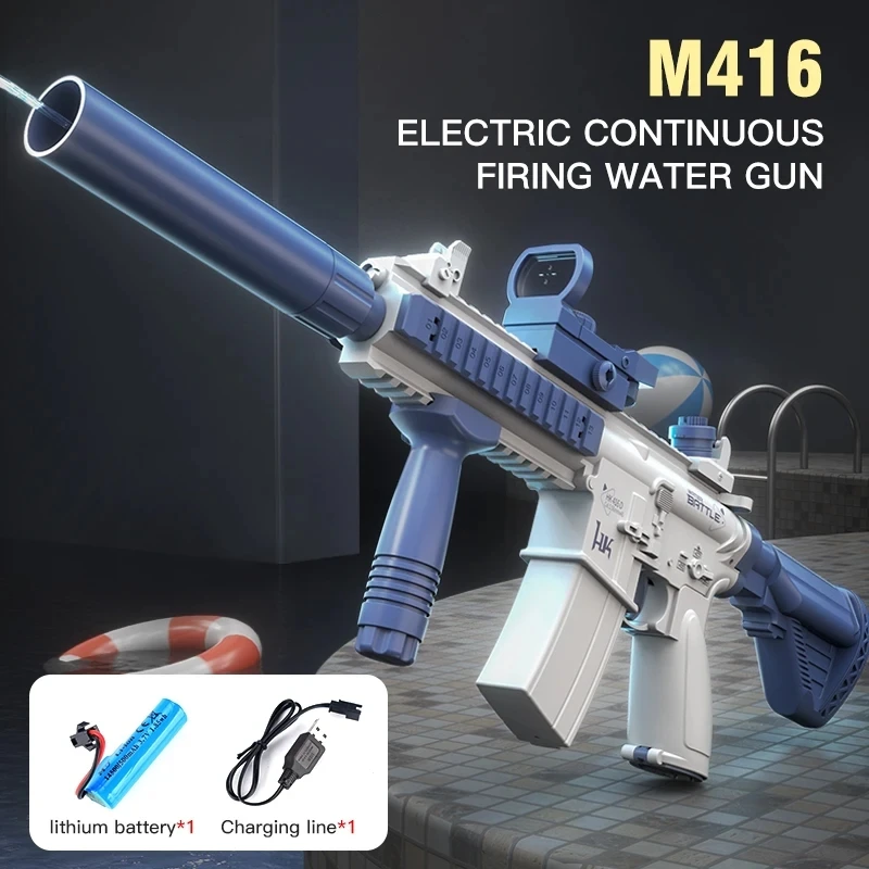 Nouveau pistolet à eau électrique M416 automatique été eau gicleur tir jouet plage en plein air amusant jouet pour enfants adultes cadeau