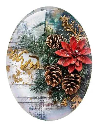 10 قطعة/الوحدة عيد الميلاد X-mas كوز الصنوبر زهرة باقة الصنوبر ورقة البيضاوي صور الزجاج كابوشون فلاتباك التجريبي النقش Diy بها بنفسك صنع المجوهرات