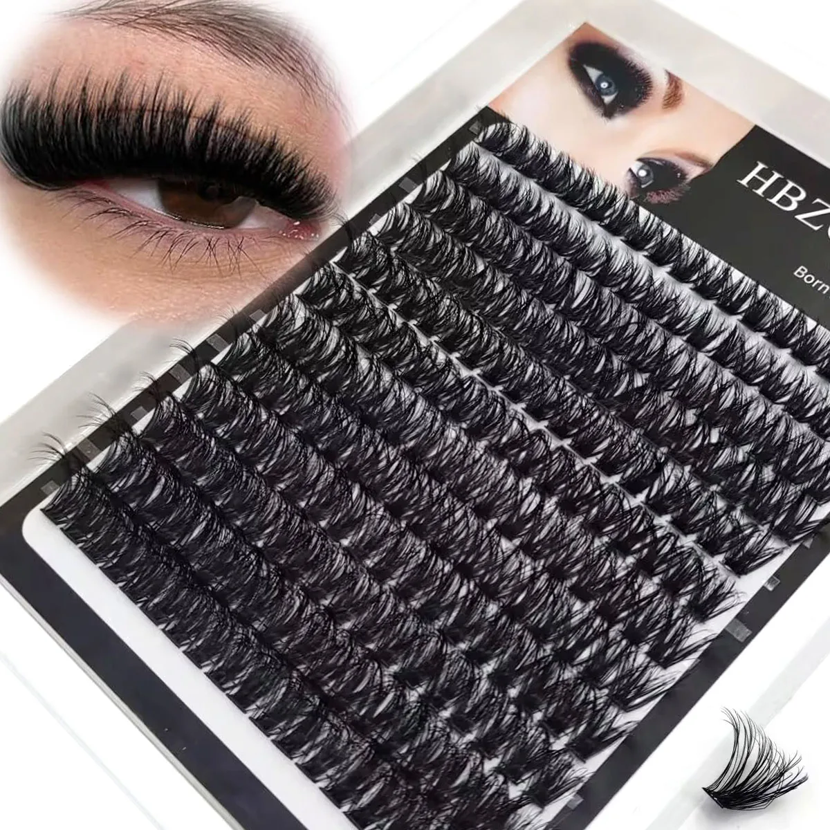 HBZGTLAD New 12rows 60-200DMix 8D Fluffy Individual Lashes Clusters Extensions False Eyelash DIY at Home Cluster Makeup Eyelash