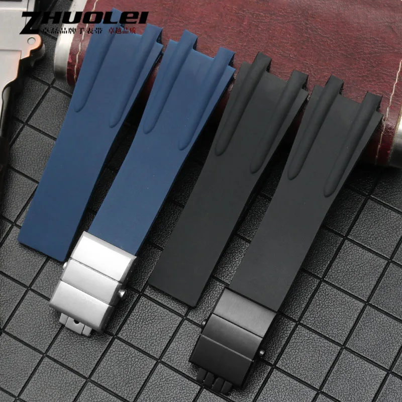 26mm For Ulysse Nardin Silicone Rubber WatchBand DIVER Concave-convex strap Waterproof Men Watch accessories metal Fold Buckle