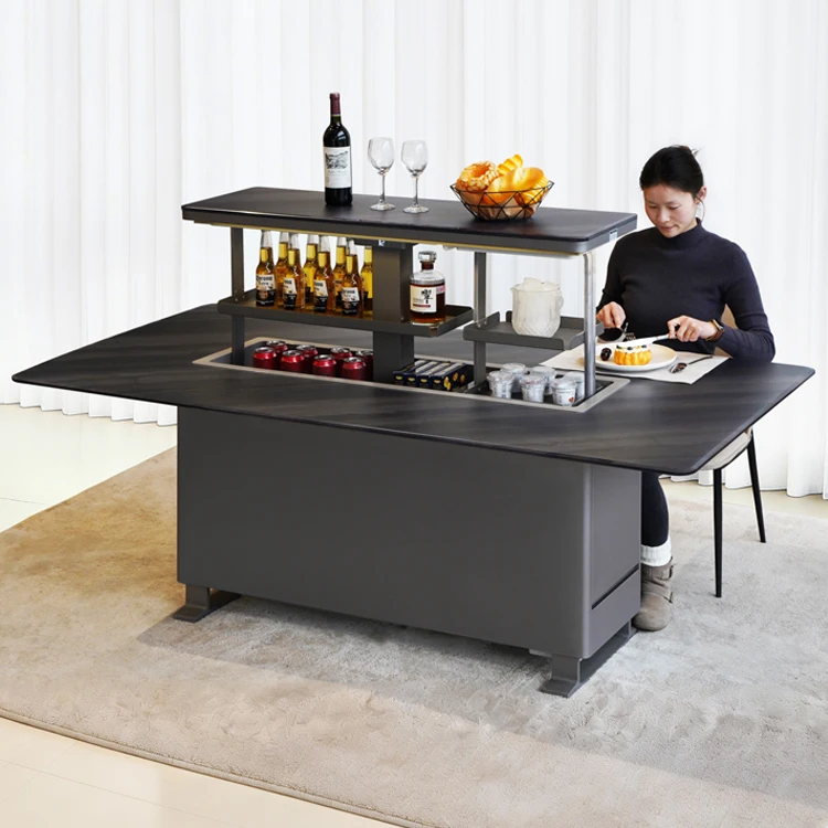 Modern Multifunction Lift Up Dining Table Dining Table Smart Dining Table Home Furniture For 4-10 Person