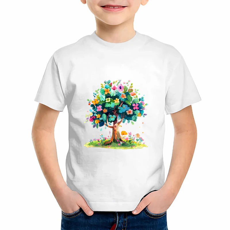 20cm kids Cartoon Color trees Iron On Heat Transfer Sticker For Clothes Pinted Vinyl Thermal Appliques Washable T-Shirt Decal