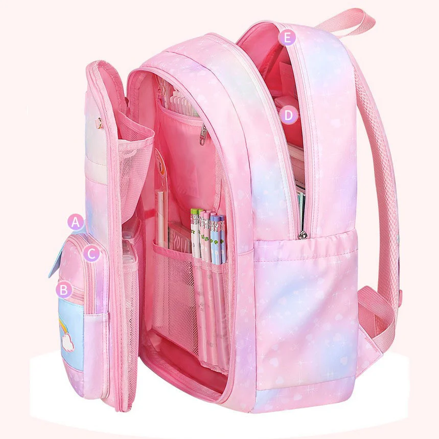 Mochilas escolares para niños y niñas, mochila bonita de arcoíris, bolsa de libros kawaii, mochila para niña primaria