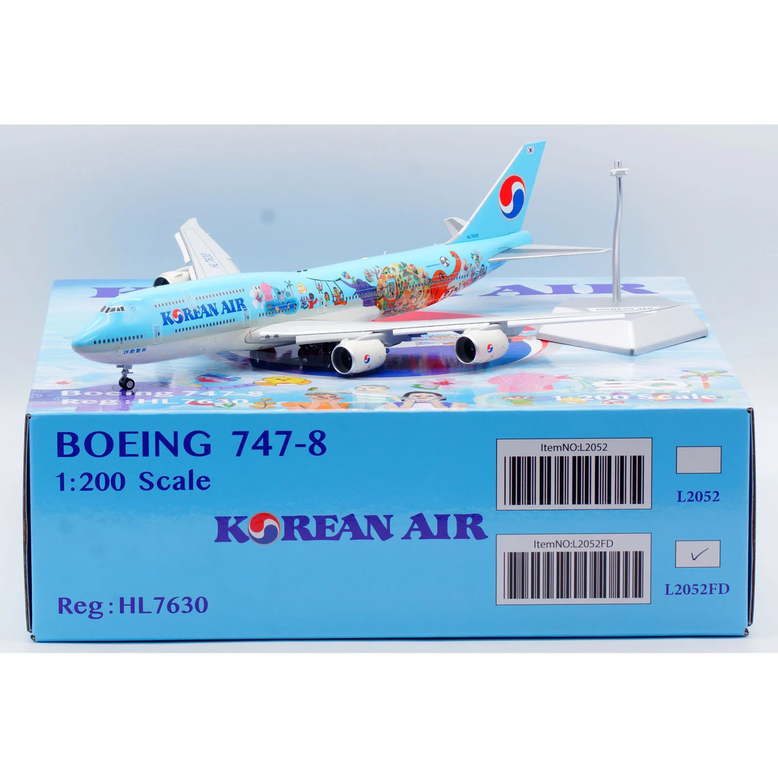 

L2052FD Alloy Collectible Plane Gift SQ Wings 1:200 Korean Air "SkyTeam" Boeing B747-8 Diecast Aircraft Model HL7630 Flaps Down