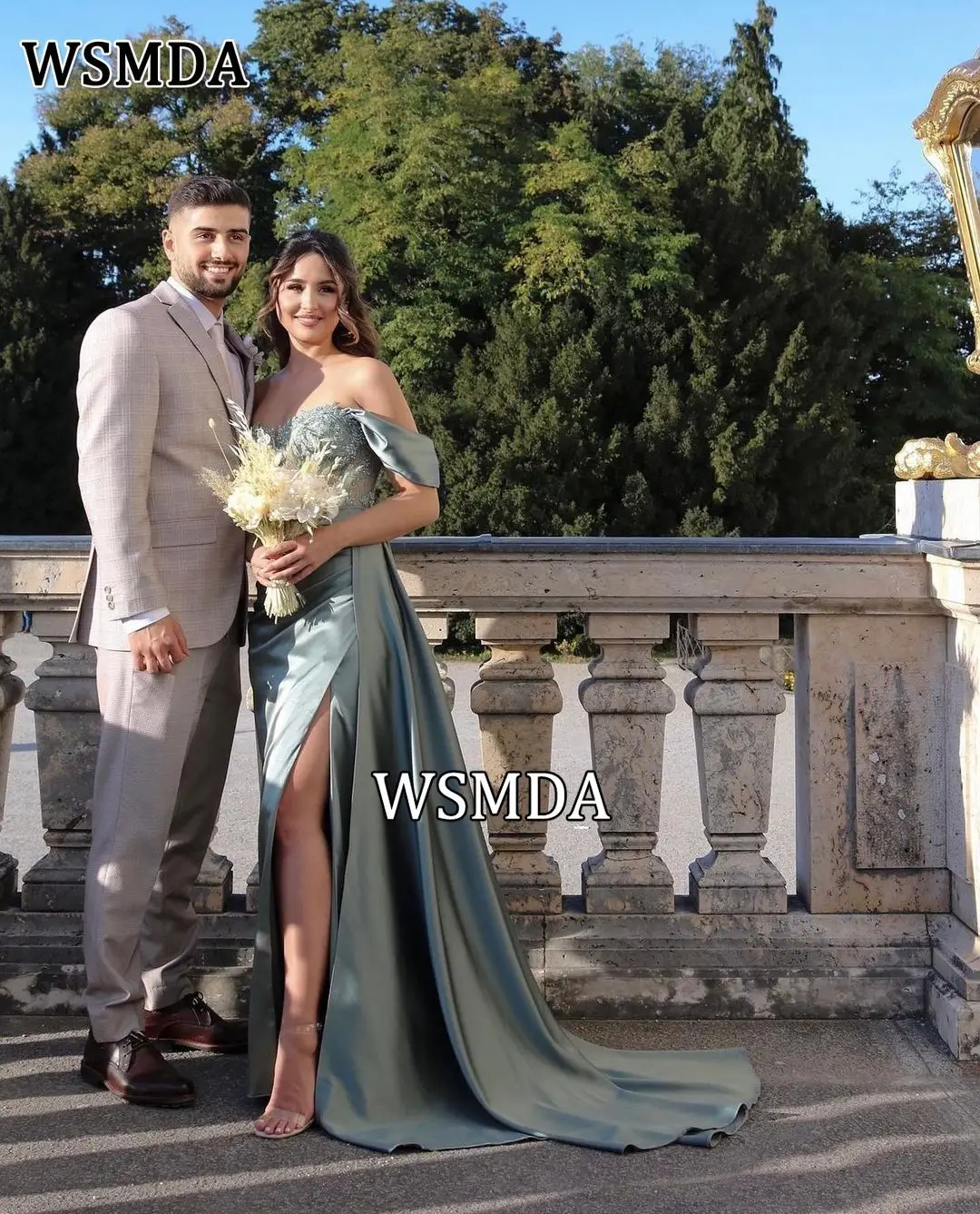 Sexy Prom Evening Dresses Long Off the Shoulder Party Dress Appliques High Split Cocktail Gown Saudi Arabia Customized