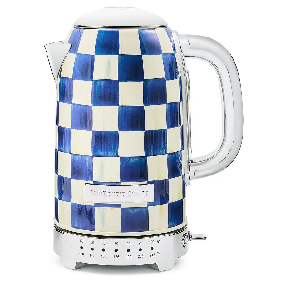 Electric Kettle, StainlessSteel Tea Kettle, BlueandWhite Royal Check