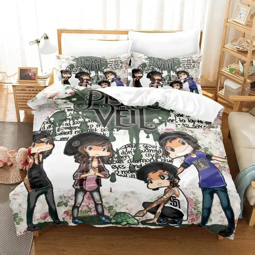 

pierce the veil Bedding Set Single Twin Full Queen King Size Bed Set Aldult Kid Bedroom Duvet cover Sets 3D Anime Bed Sheet Set