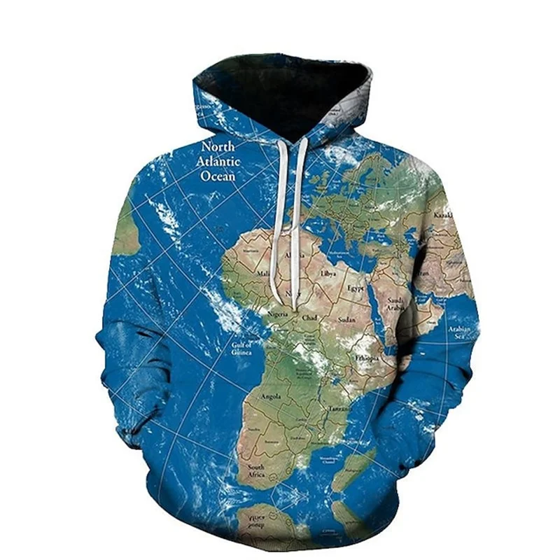 3D World Map Printing Hoodies For Men Kid Fashion Streetwear Hooded Sweatshirts Cool Winter Pullovers Harajuku7 Hooded Hoody Top