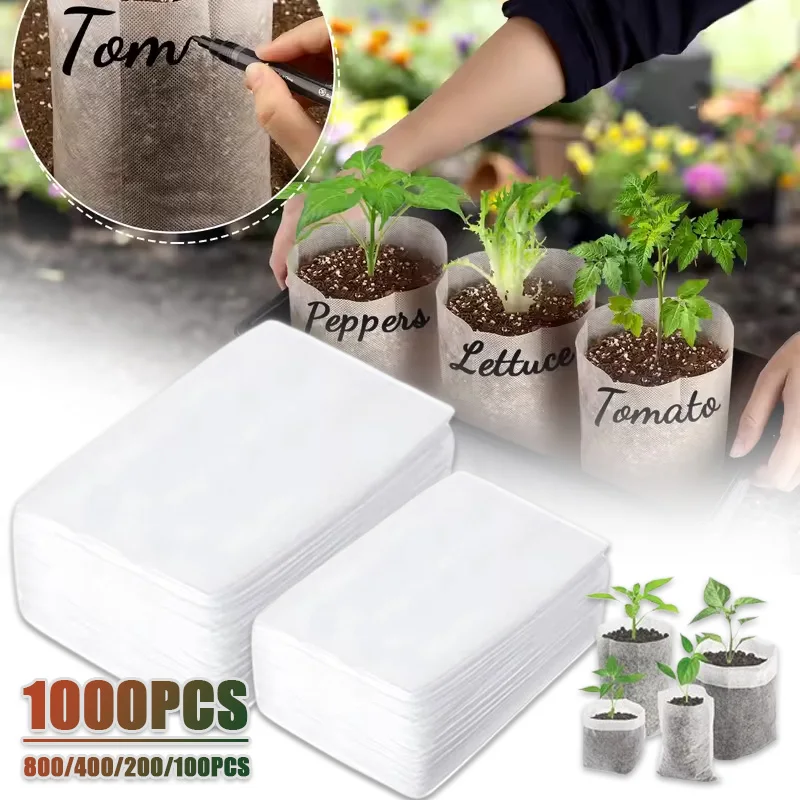 100-1000PCS Biodegradable Nursery Bag Plant Grow Bags Non-woven Fabric Nursery Bags Aeration Pocket Flower Vegetable Grow Tools