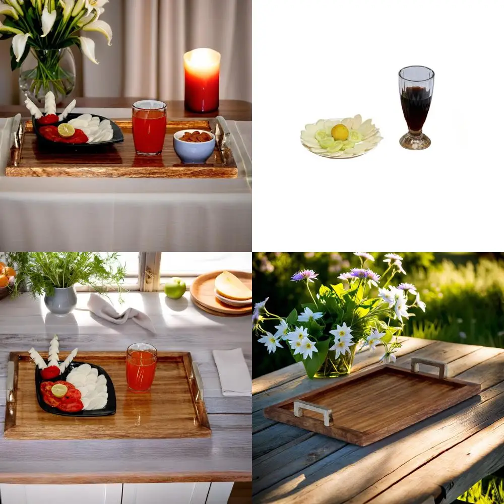 

Elegant Wooden Platter for Dining, Parties, and Home Decor - Medium/Large Size, 20x14 inches