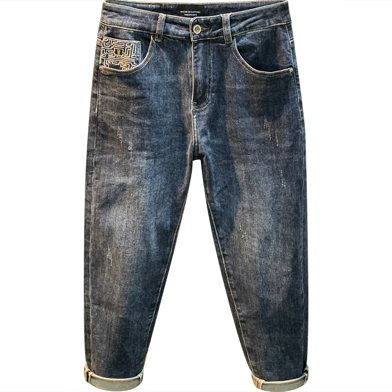 Jean de Luxe en Denim pour Homme, Pantalon Long, Extensible, Assressentià Tout, à la Mode, Imprimé Littérature, Collection Automne 2024