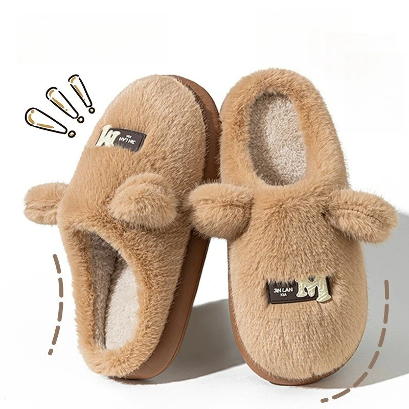 2026 New Pink Plush Slippers for Women – Winter Extra Thick Sole Fleece-Lined Warm Cotton House Shoes, Soft Non-Slip Indoor