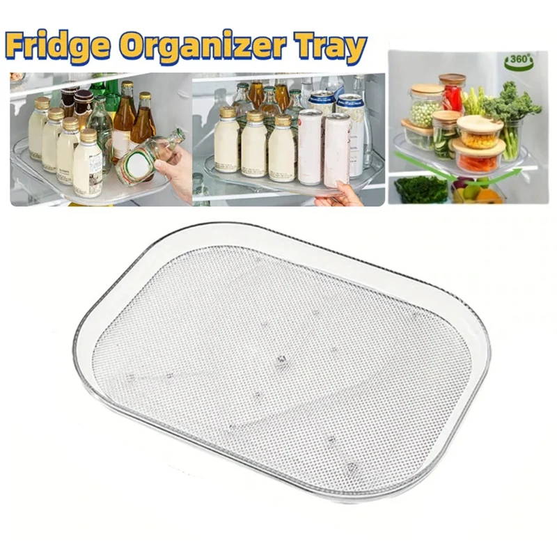 

Turntable Organizer For Refrigerator 360 Rotatable Rectangle Storage Rack Clear Turntable Rack For Kitchen Cabinet Table Durable