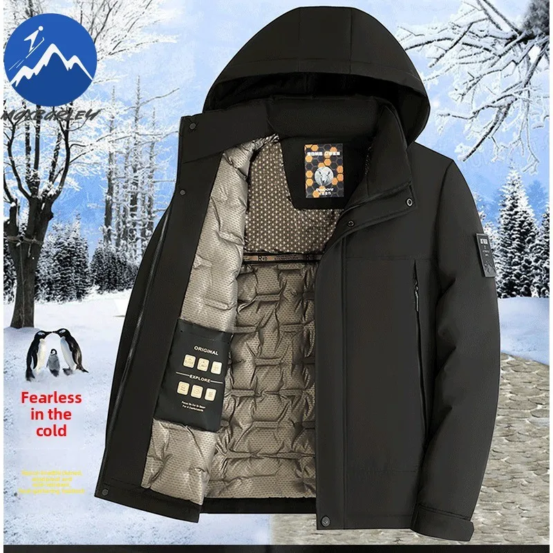 

Luxury Men Padded Jacket Thickened Outdoor Office Cold Resistant Warm Quilted Coat Detachable Hood Comfort Winter Skiing Jackets