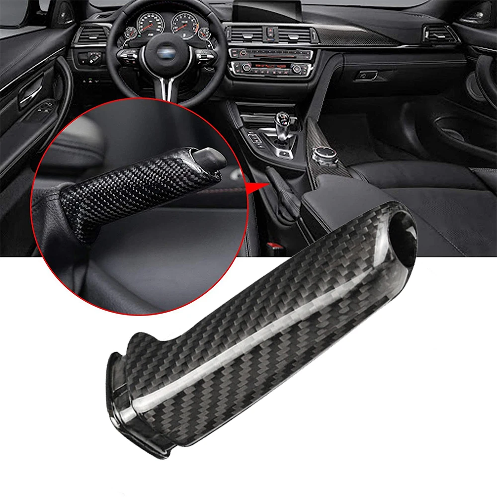 

Car Handbrake Grip Lever Brake Handle Cover Carbon Fiber For BMW 1 2 3 4 5 6 Series E81 E82 E90 E92 F22 F30