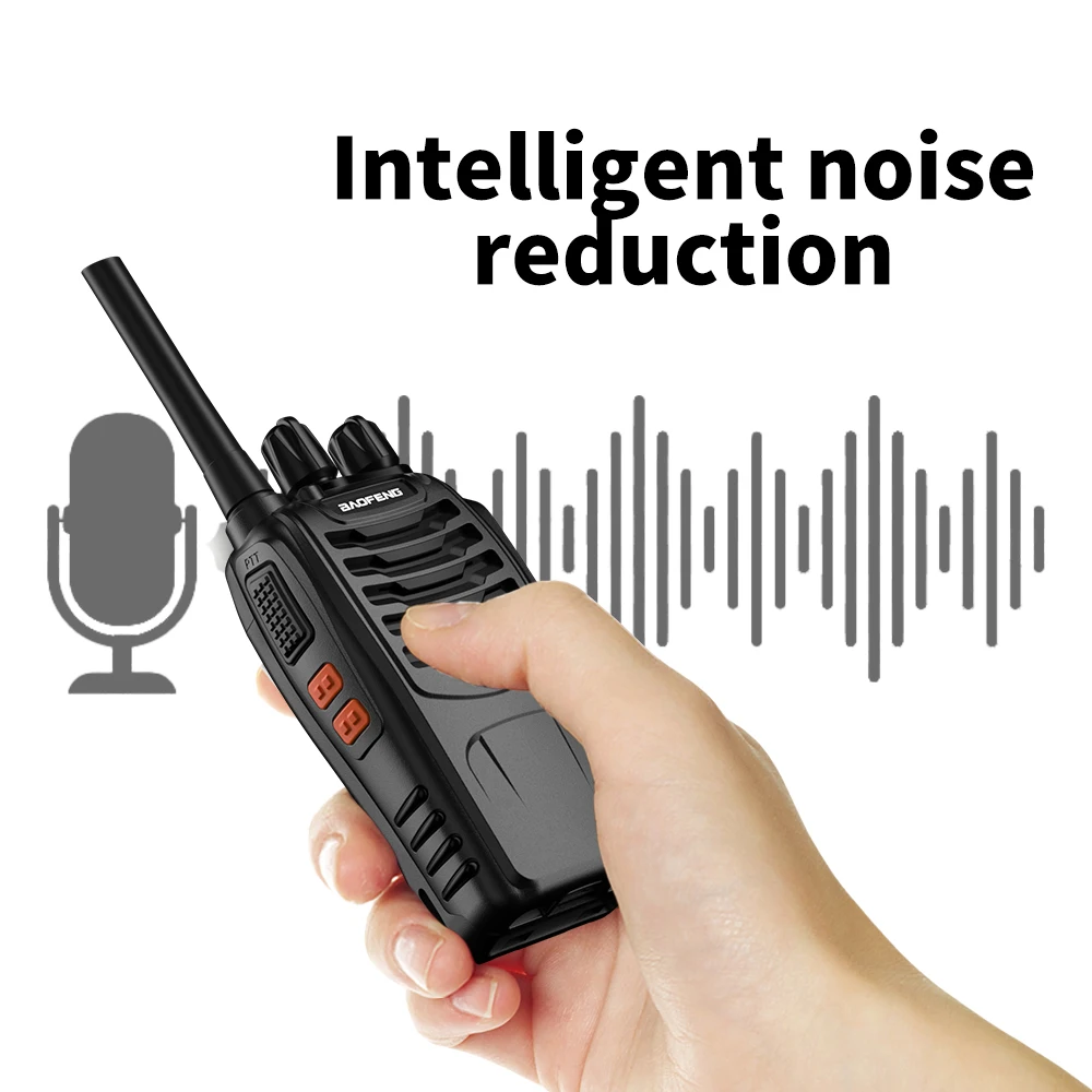2 قطعة Baofeng 888Splus جهاز اتصال لاسلكي محمول عالي الجودة لموقع البناء في المستشفى للاستخدام اليومي راديو للمطاعم