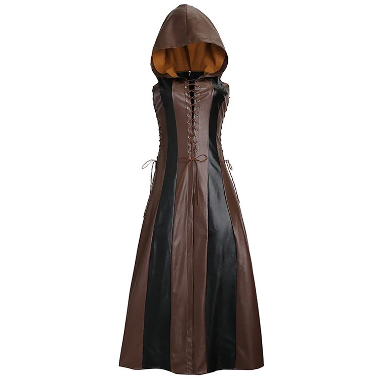WisheBay Trendy Long Sleeveless Leather Skirt with Hat Five Yards Chest Strap Design Spring 2019 Ethnic Stage Costume