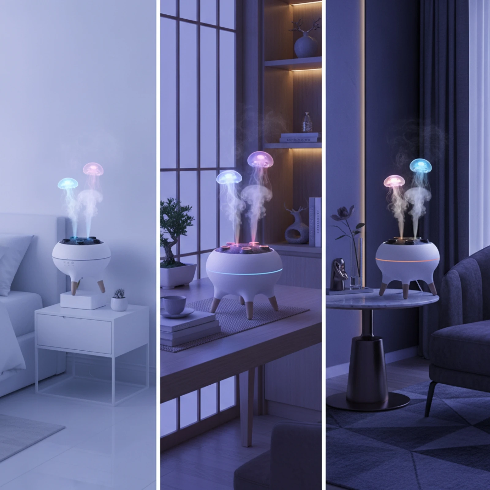 Jellyfish Mist Dispenser Humidifier Compact Jellyfish Humidifier Mist Dispenser Ambient Appliance Timed for Bedroom, Desk