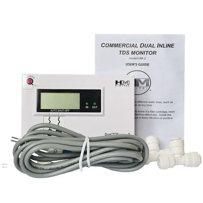 

Digital Online Water Quality Tester Dual Probe TDS Meter LCD DM-2 EC Monitor Inlet Outlet Detection for Tap Water Fish Tank