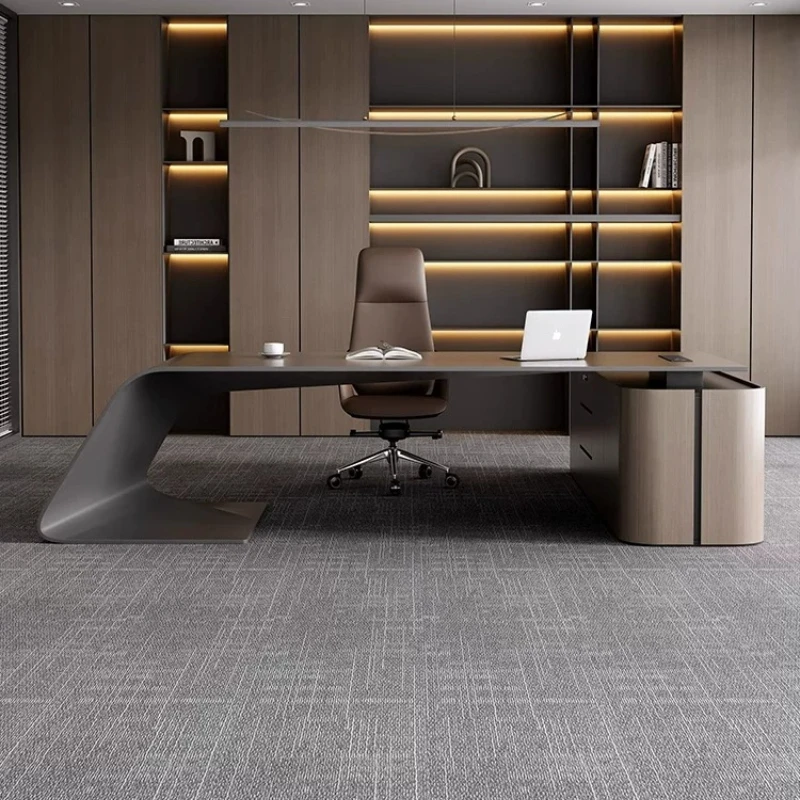 Modern Luxury Executive Desk Irregular Shape Boss Table, Large Office CEO Desk Home Office Single Workstation Office Furniture