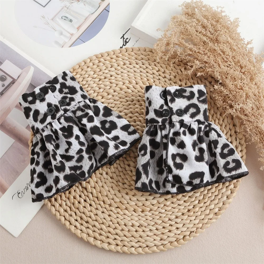 

Detachable Leopard Print Shirt Fake Collar Commute Decorative Fake Hand Sleeves Easy To Wear Comfortable False Wrist Cuffs
