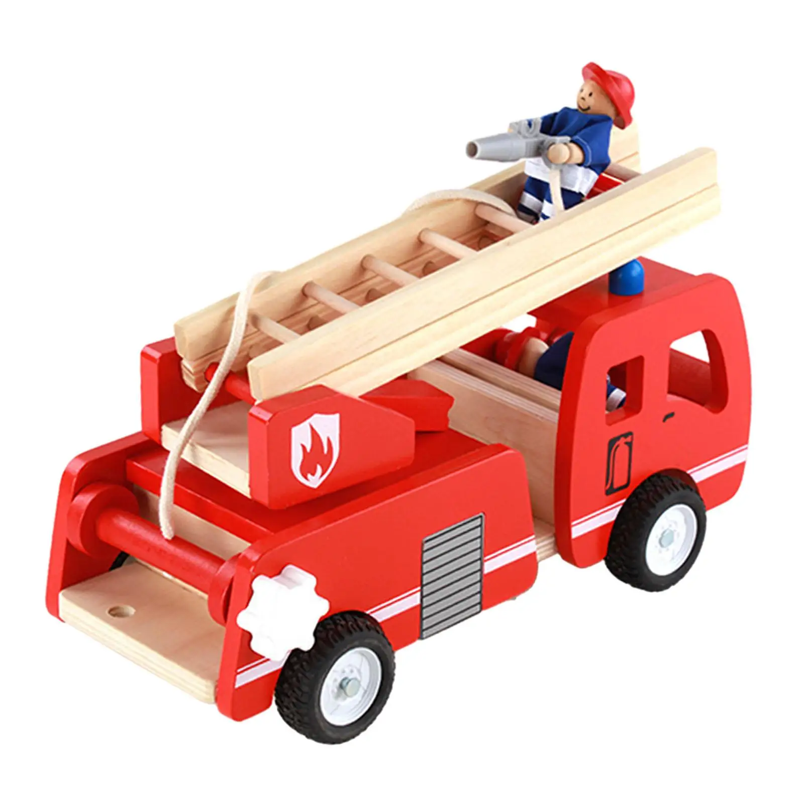 

Fire Vehicle Toy Fine Motor Skills Movement Wood Fire Engine Toy