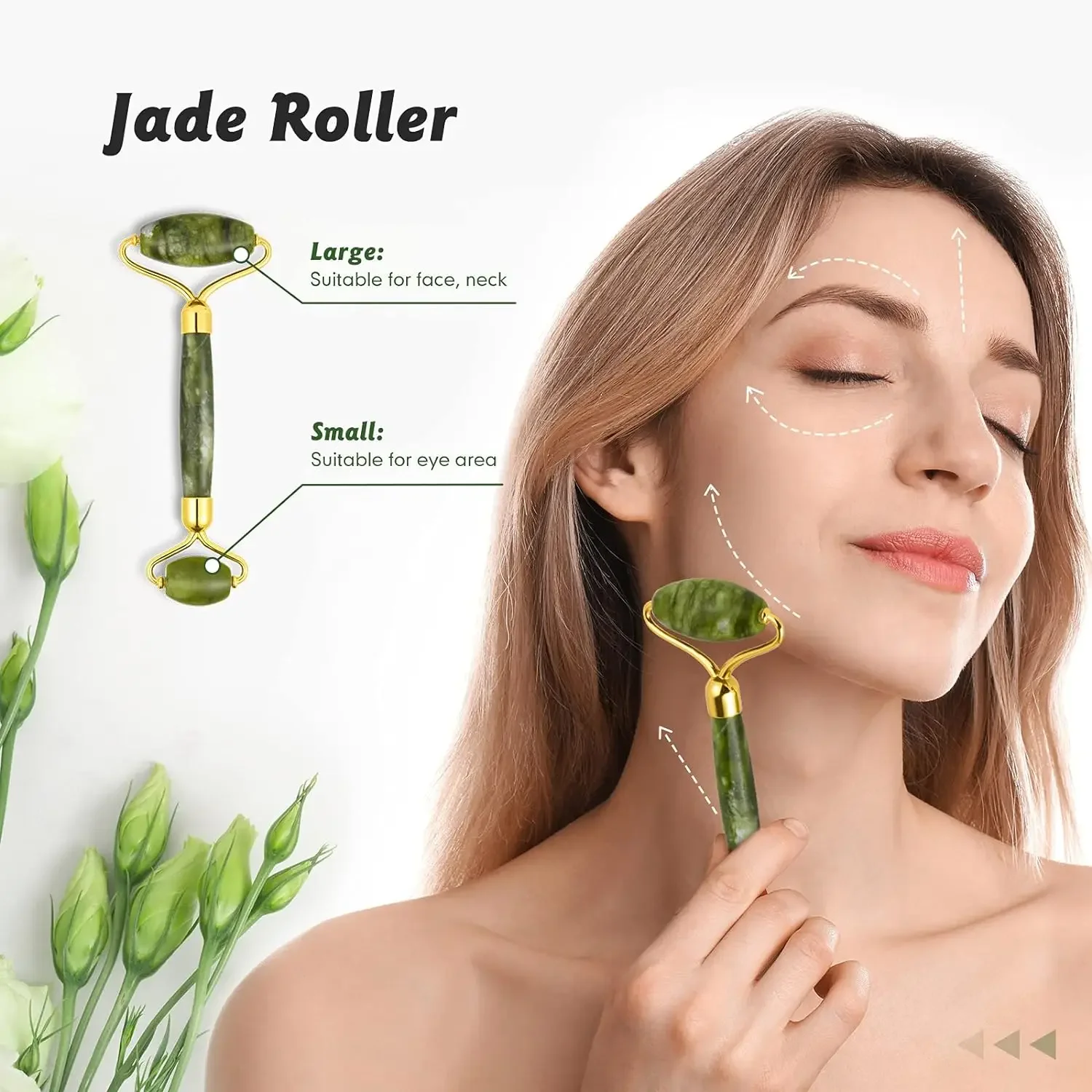 Jade Roller & Gua Sha Set Gezicht Cotify Anti-Aging Facial Natuurlijke Groene Schoonheid Massager Tool Huidverzorging Hals Oog om Rimpels te verminderen