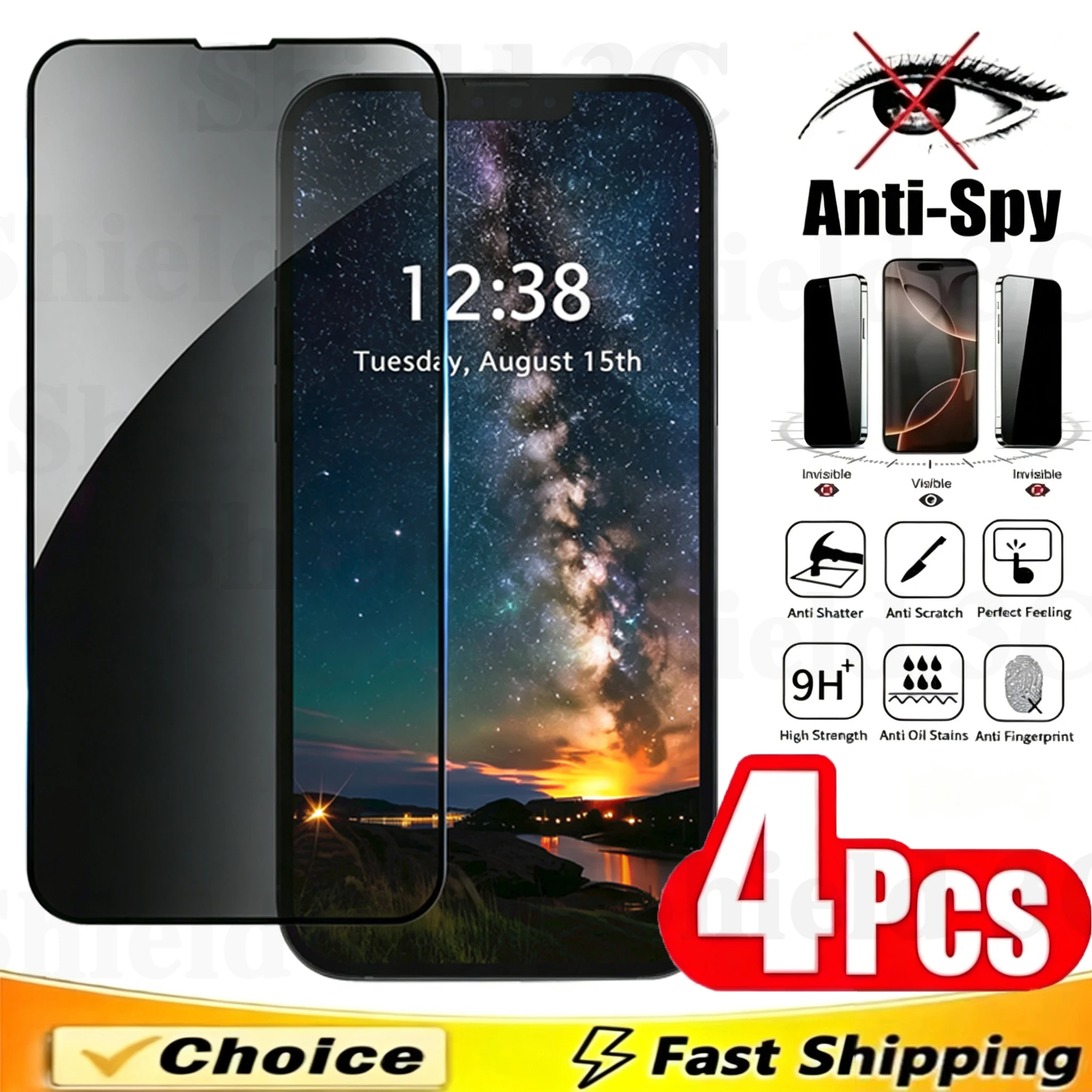 4PCS Anti Spy Tempered Glass For Samsung A57 A56 A55 A54 A37 A36 A34 A27 A17 A15 A14 A07 A03S S24 S23 FE Screen Protector Film