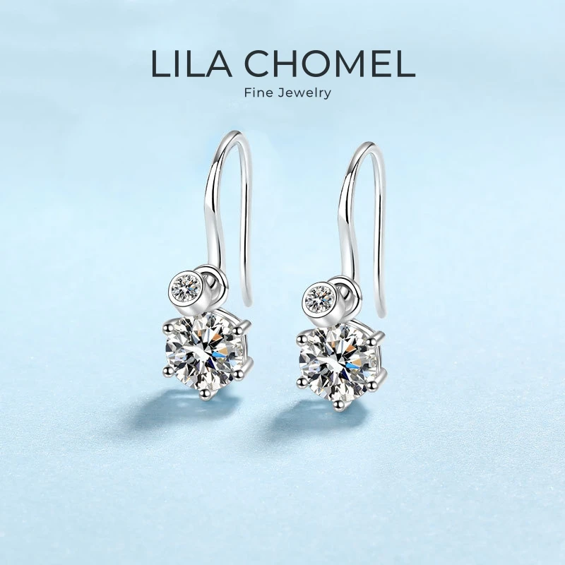 

Wife Valentine's Day Women 18K White Gold Wedding Drop Earrings 1.12/2.12CT VVS1 D Color Moissanite Diamond Girl Birthday Gift