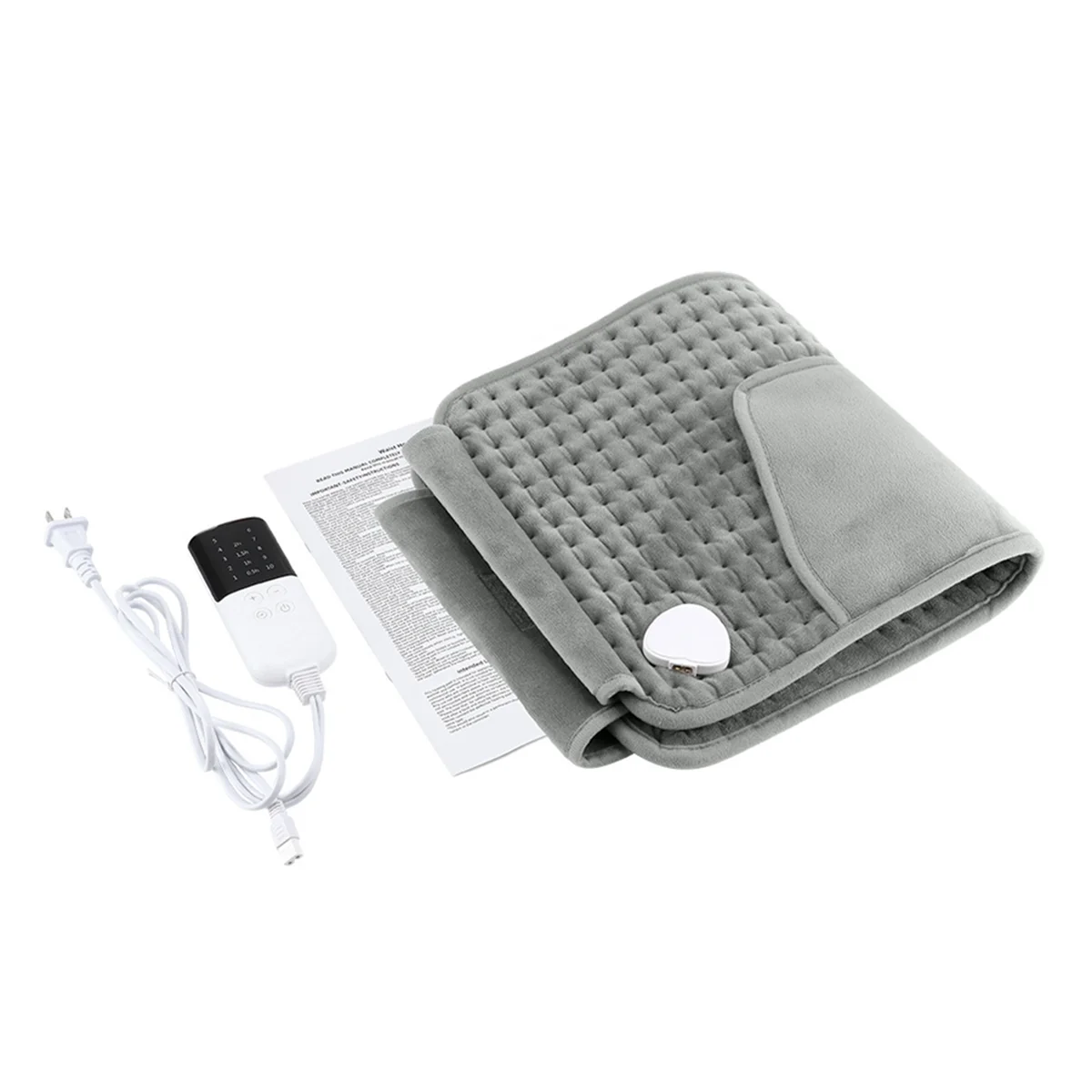 A79I Electric Heating Pad Waist Pad with LCD Controller 10 Heating Levels 4 Gears Timing for Back Belly Leg Body US Plug