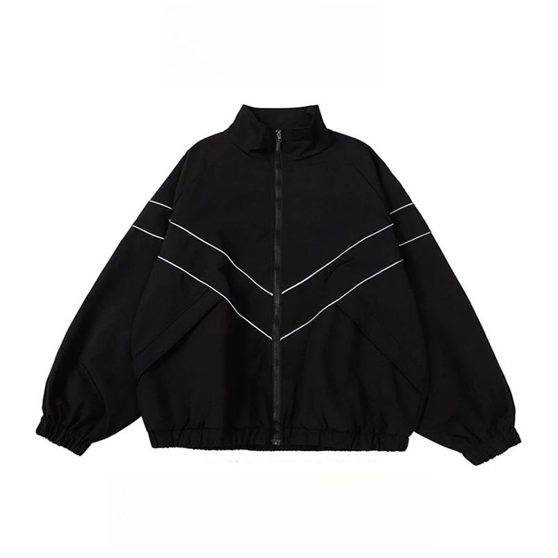

American Preppy High-end Jacket Men's 2025 Spring Autumn Trendy Sports Vintage Coat Couple Student Jacket Oversize Aesthetic