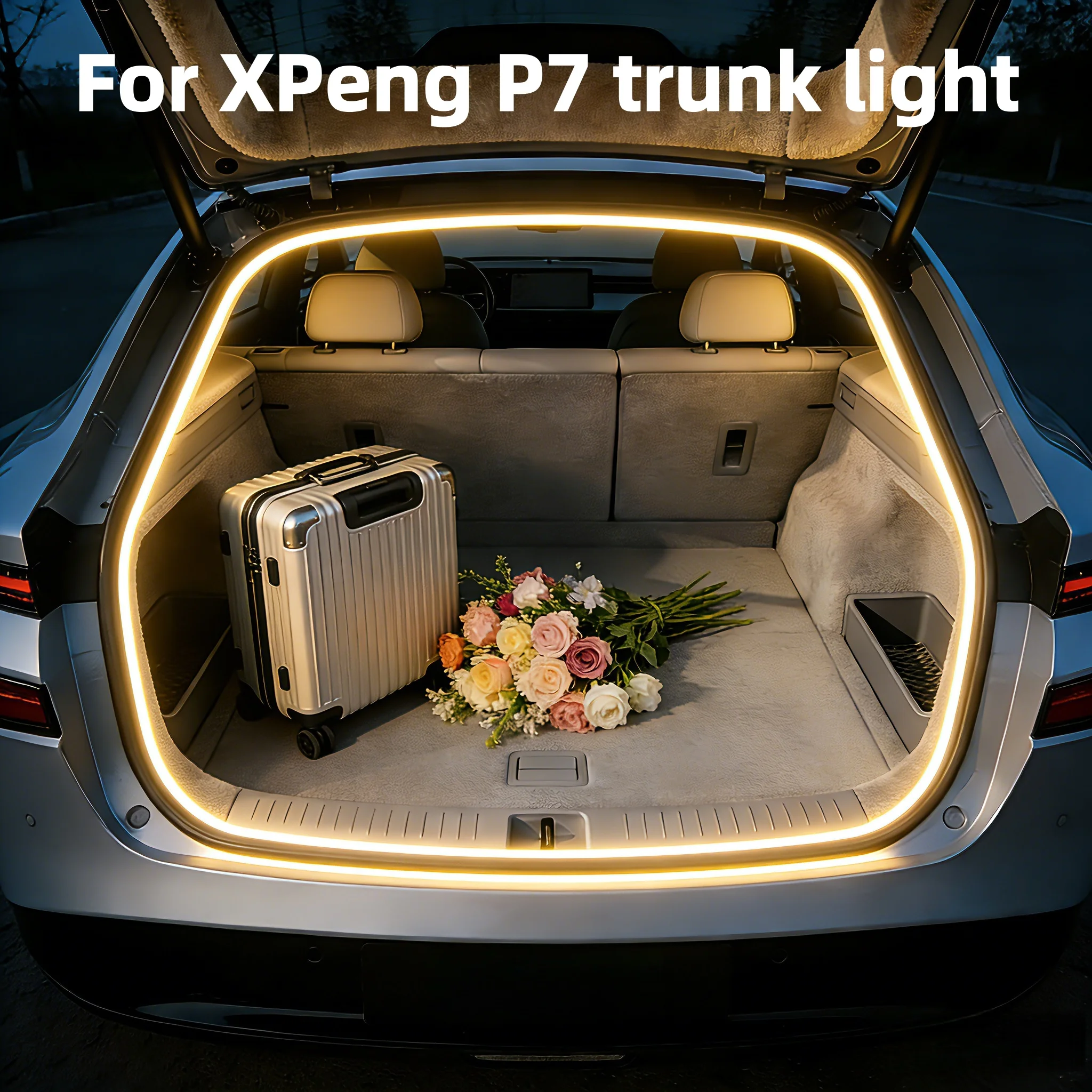 

For XPeng P7 P7 Plus P7i trunk light modification light Atmosphere lights White warm white Rear Trunk LED Light Bar