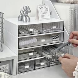 Ins Acrylic Pen Holder Storage Box Desktop Stationery Pen Box Office Transparent Large-capacity Drawer Makeup Organizer Cosmetic